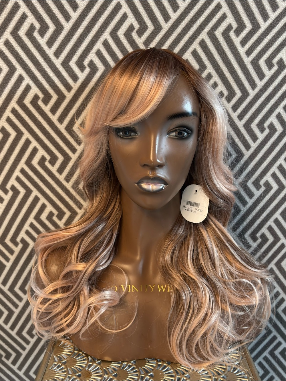 Women's Long Wavy Synthetic Wig - Rose Gold Blend